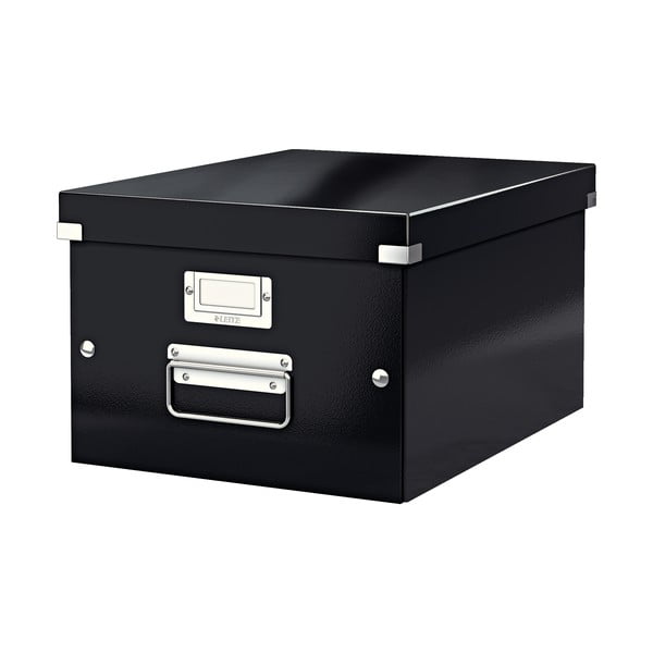 Črna kartonasta škatla za shranjevanje s pokrovom 28x37x20 cm Click&Store – Leitz