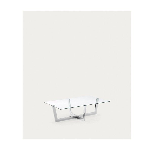 Klubska mizica s stekleno mizno ploščo v srebrni barvi 70x120 cm Plam – Kave Home-image-2