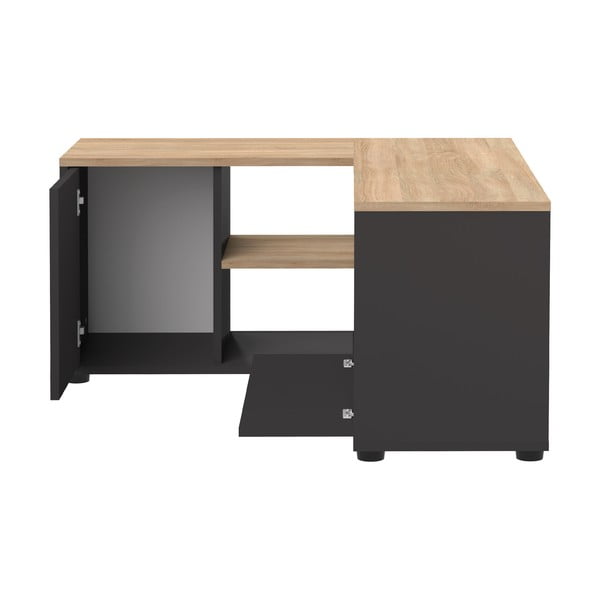 Črna/naravna TV omarica v hrastovem dekorju 90x45 cm Angle – TemaHome-image-2