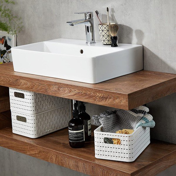 Bela košara za shranjevanje iz reciklirane plastike Country - Rotho-image-1