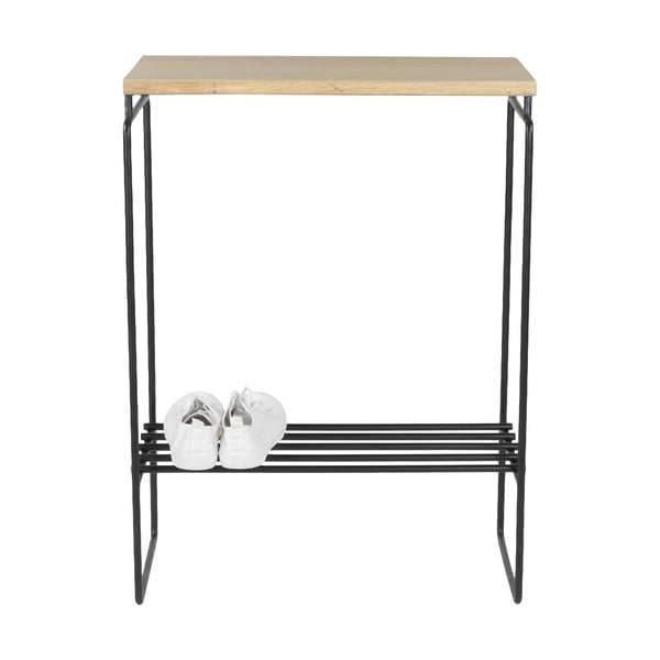 Črna/naravna stranska mizica s hrastovo mizno ploščo 29x57 cm Clint – Spinder Design
