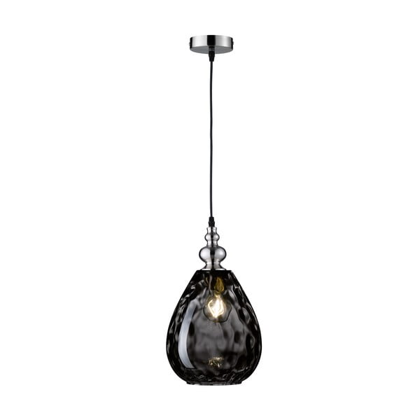 Črna viseča svetilka s steklenim senčilom Uller – Fischer & Honsel