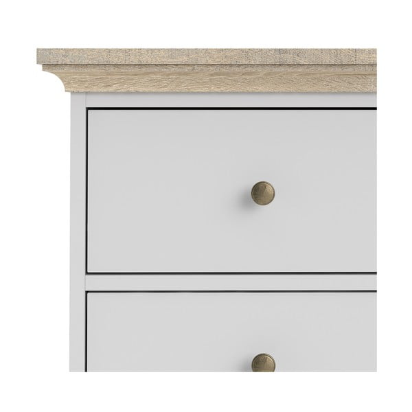 Bela komoda z detajli v hrastovem dekorju Tvilum Paris, 96 x 140 cm-image-1