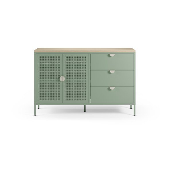 Mentolno zelena/v naravni barvi kovinska komoda 140x90x40 cm Sayla – Marckeric