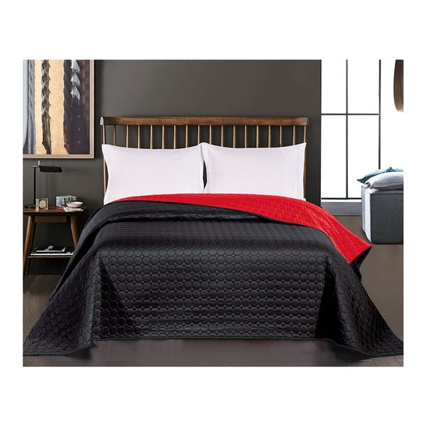 Črno-rdeča obojestranska posteljna prevleka iz mikrovlaken DecoKing Salice Black Cherry, 260 x 280 cm