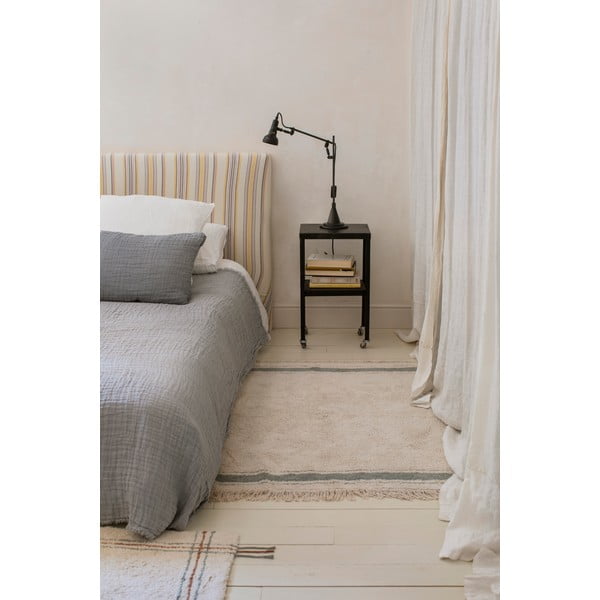 Modra/kremno bela pralna ročno tkana bombažna preproga 90x130 cm Gastro Vintage Blue – Lorena Canals-image-3