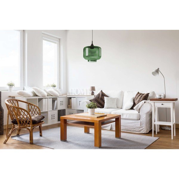 Črna viseča svetilka z zelenim steklenim senčnikom Tierra Bella Ambar, ø 25 cm-image-1