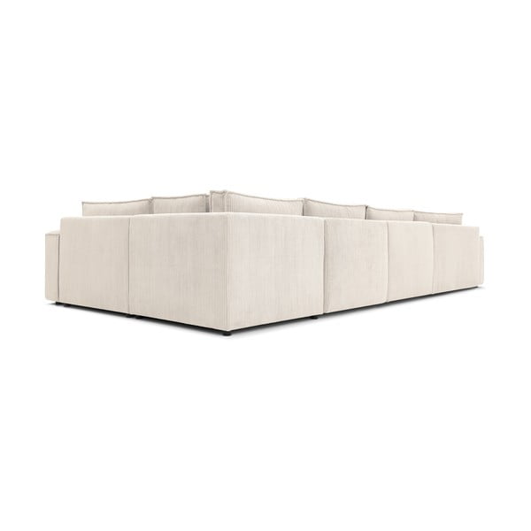 Kremno bela kotna sedežna garnitura iz rebrastega žameta (desni kot) Nihad modular – Bobochic Paris-image-4