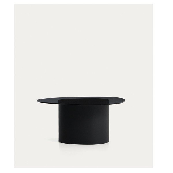 Črna klubska mizica s stekleno mizno ploščo 74x81,5 cm Olir – Kave Home-image-3