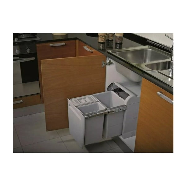 Izvlečni plastični koš za ločevanje odpadkov 12 + 8 + 8 l City - Elletipi-image-1