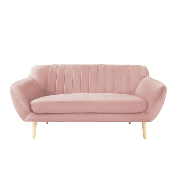Svetlo roza žametni kavč Mazzini Sofas Sardaigne, 158 cm