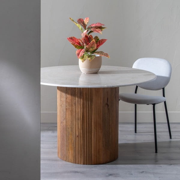 Okrogla jedilna miza z marmorno mizno ploščo ø 120 cm – Ixia-image-1