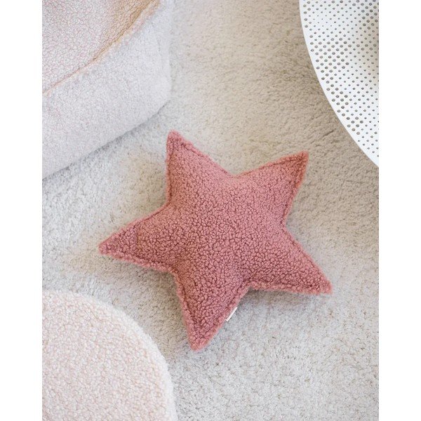 Rožnata otroška blazina bouclé Star – Wigiwama-image-2