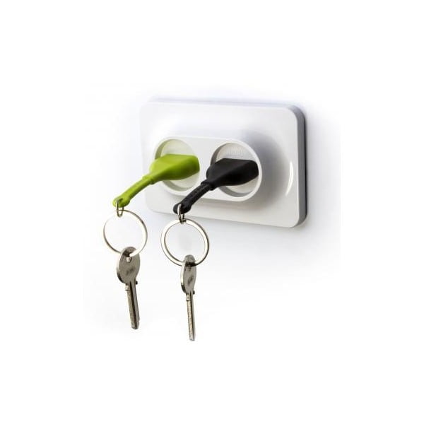 Qualy&CO Obesek za ključe Double Unplug z zelenim in črnim obeskom za ključe