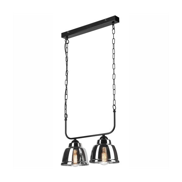 Črno-siva viseča svetilka s steklenim senčnikom - LAMKUR