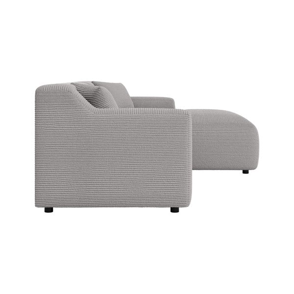 Svetlo siva kotna sedežna garnitura iz rebrastega žameta (desni kot/z ležalnikom) Martin – Ropez-image-3