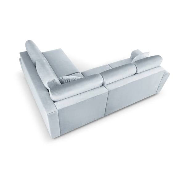 Svetlo modra žametna raztegljiva kotna sedežna garnitura s prostorom za shranjevanje (desni kot/v obliki črke L) Kyoto – Cosmopolitan Design-image-4