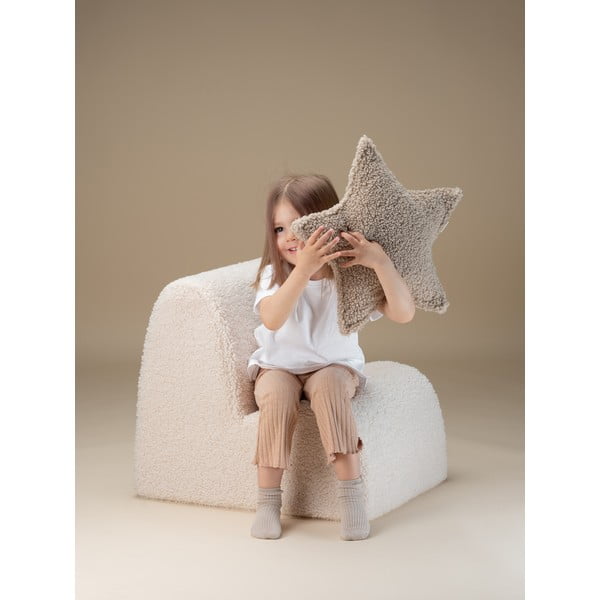Kremno bel otroški fotelj iz tkanine bouclé Cloud – Wigiwama-image-2