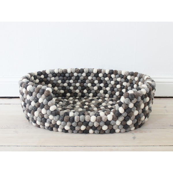 Temno sivo-bela postelja za hišne ljubljenčke iz volnenih kroglic Wooldot Ball Pet Basket, 80 x 60 cm