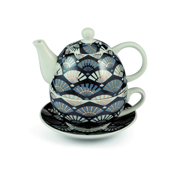 Modri čajnik s skodelico in krožnikom Villa d'Este Elegance