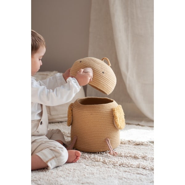 Rumena tekstilna otroška škatla za shranjevanje ø 25x30 cm Charlie the Chicken – Lorena Canals-image-4