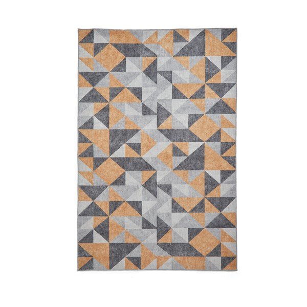 Oker rumeno-siva pralna preproga 61x120 cm Coral Yellow&Grey – Think Rugs