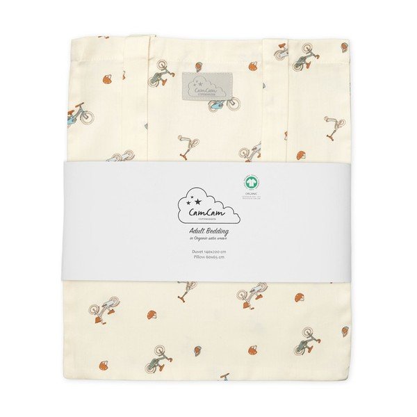 Svetlo rumena enojna otroška posteljnina iz organskega bombaža 140x200 cm Bicycles – Cam Cam Copenhagen-image-2