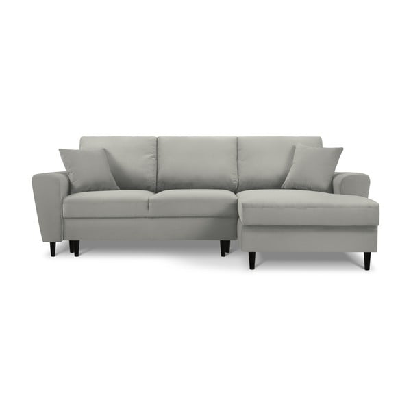 Svetlo siva raztegljiva kotna sedežna garnitura s prostorom za shranjevanje iz rebrastega žameta (desni kot/z ležalnikom) Kyoto – Cosmopolitan Design