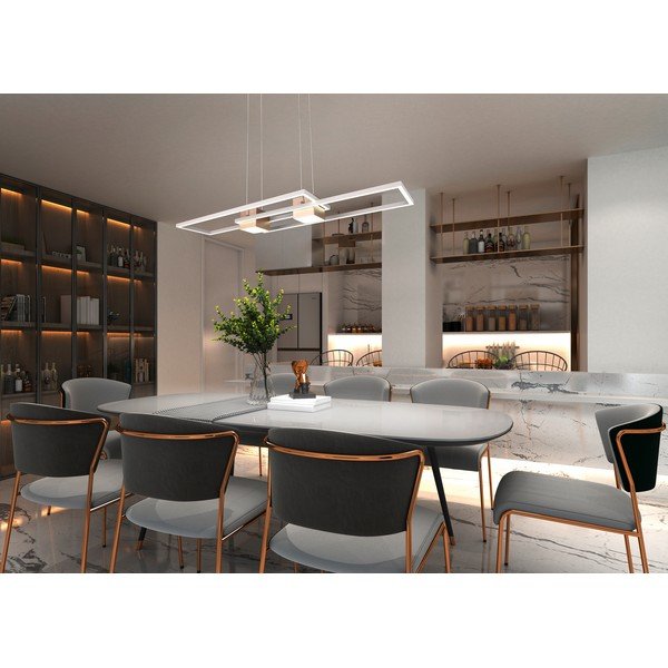 Bronasto-bela zatemnitvena LED viseča svetilka z daljinskim upravljalnikom Albany – Trio-image-1