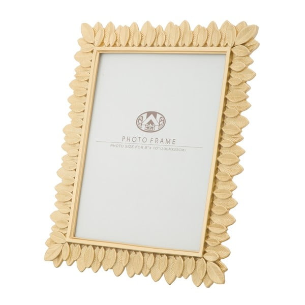 Rumeni okvir za fotografije v okvirju iz smole Mauro Ferretti Glam Leaves, 20 x 25 cm