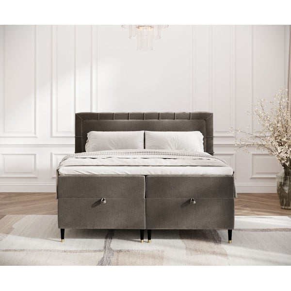 Temno siva boxspring postelja s prostorom za shranjevanje 160x200 cm Voyage – Maison de Rêve-image-4