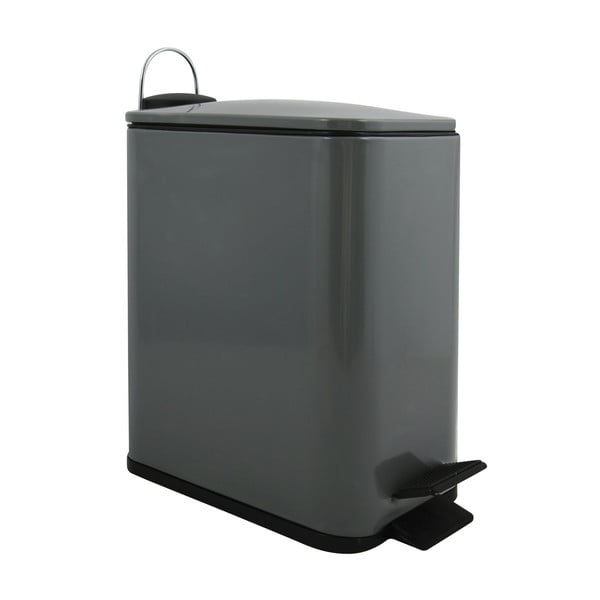 Temno siv jeklen koš za smeti s pedalom 5 l Erik – Spirella