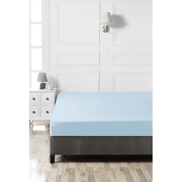 Svetlo modra napenjalna bombažna rjuha 140x200 cm – Mijolnir-image-2