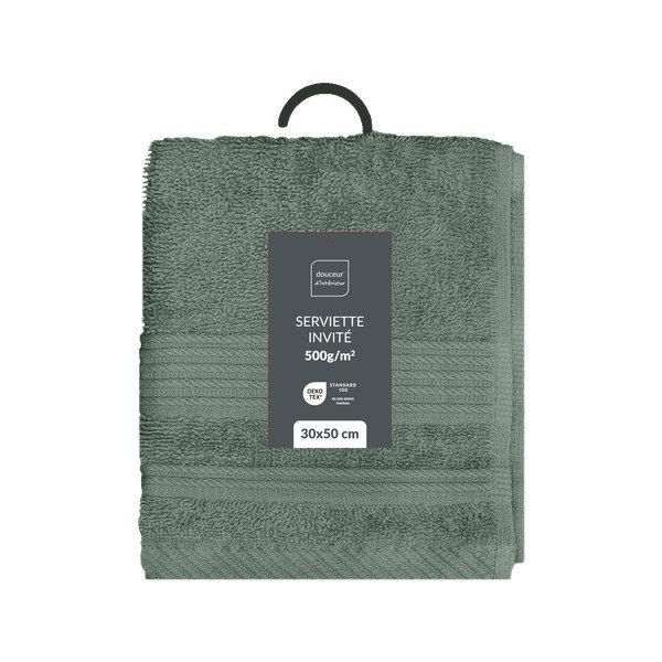 Žajbljevo zelena frotirna bombažna brisača 30x50 cm Tendresse – douceur d'intérieur-image-4