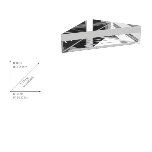 Kotna kopalniška polica iz nerjavečega jekla v sijajno srebrni barvi z namestitvijo brez vrtanja Genova – Wenko-image-2