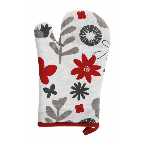 Bele in rdeče kuhinjske rokavice ZicZac Floral
