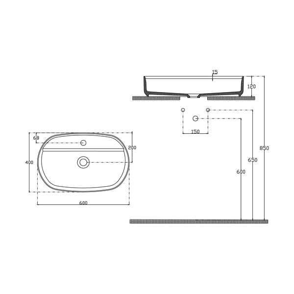 Bel keramičen umivalnik 60x40 cm Infinity Oval – Sapho-image-3