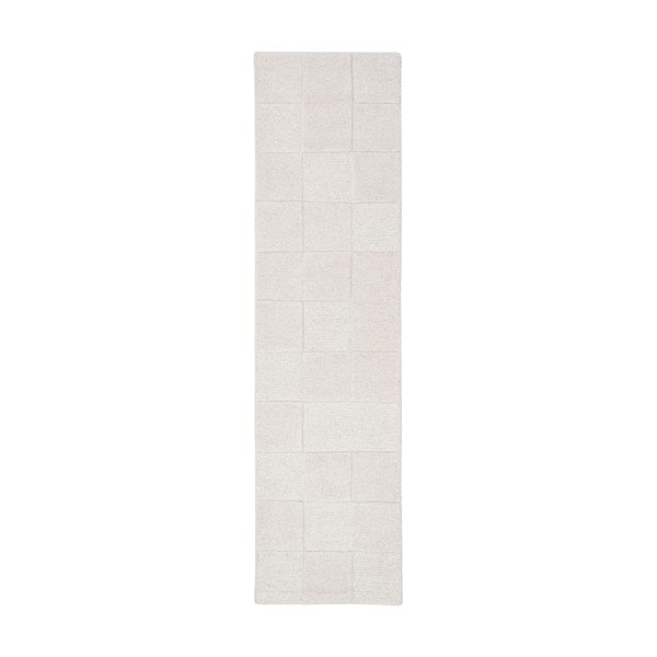 Slonokoščen ročno tkan volnen tekač 60x230 cm Checkerboard – Flair Rugs