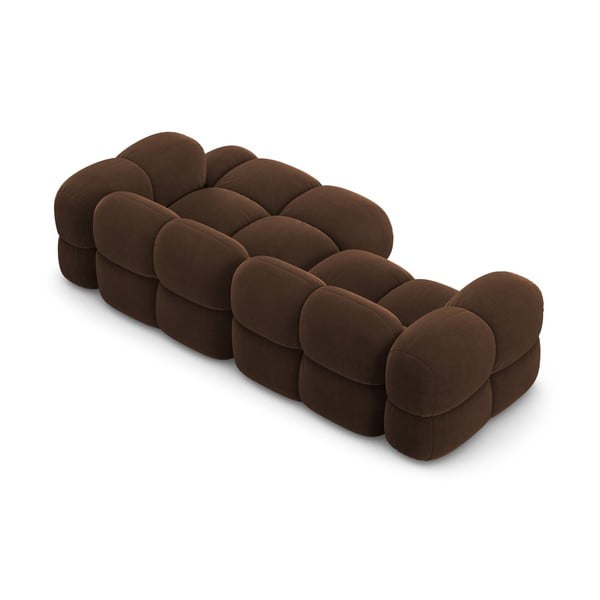 Temno rjava žametna kotna sedežna garnitura (desni kot/z ležalnikom) Loretto – Cosmopolitan Design-image-4