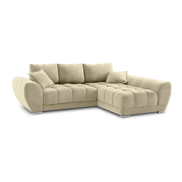 Bež žametna raztegljiva sedežna garnitura Windsor & Co Sofas Nuage, desni kot-image-2