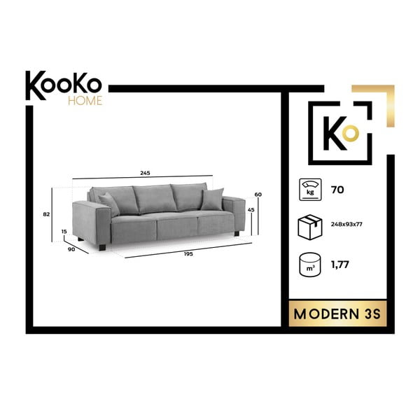 Bež kavč Kooko Home Modern, 245 cm-image-3