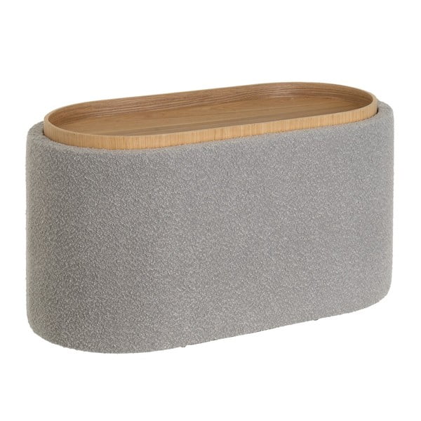 Svetlo siv tabure iz tkanine bouclé – Casa Selección-image-2