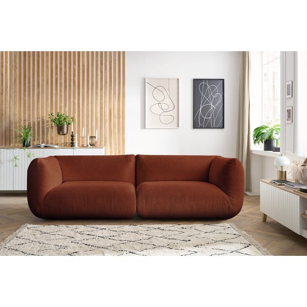 Oranžni žametni kavč 260 cm Lecomte - Bobochic Paris-image-1