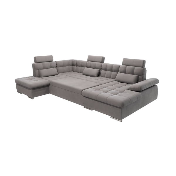 Siva raztegljiva kotna sedežna garnitura s prostorom za shranjevanje (levi kot/v obliki črke "U") Merkur – Ropez-image-2