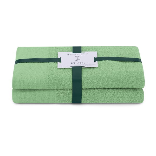 Svetlo zeleni frotirni bombažni komplet brisač 2 ks Flos – Restilo
