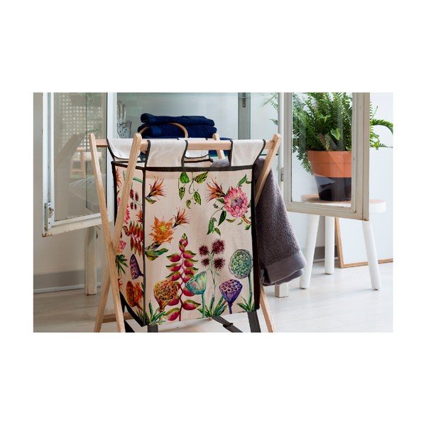 Košara za perilo s konstrukcijo iz borovega lesa Madre Selva Flores Salvajes, 50 l-image-1