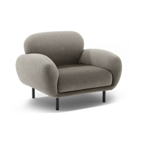 Siv fotelj iz tkanine bouclé Poppy – Micadoni 