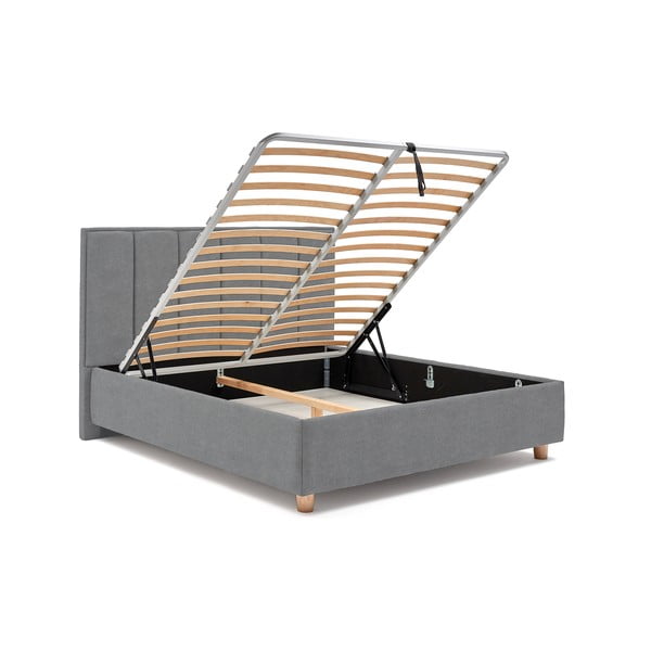 Modro-siva zakonska postelja z vzglavjem in prostorom za shranjevanje ProSpánek Wega, 180 x 200 cm-image-4