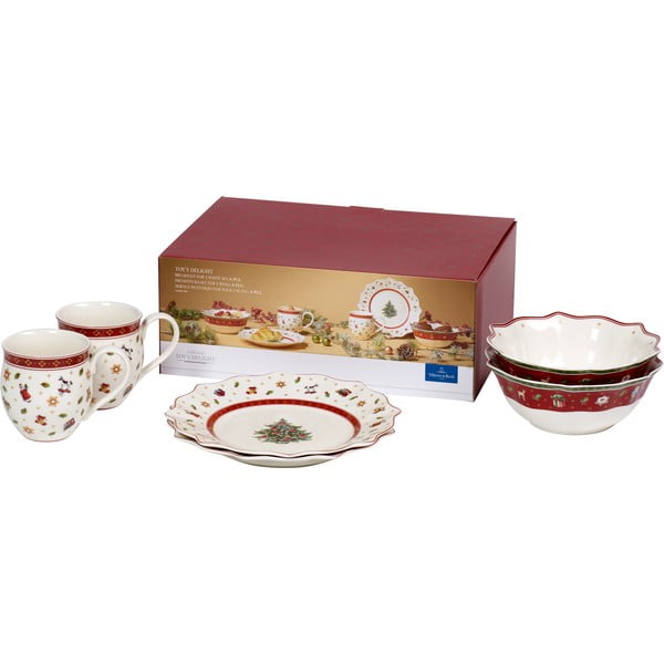 6-delni set rdeče-bele porcelanaste posode z božičnim motivom Villeroy&Boch