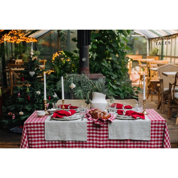 Lanen namizni prt 140x250 cm Red Gingham – Linen Tales-image-3